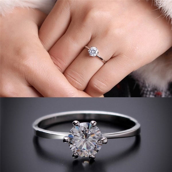 Picture of Love Crystal Woman Finger Ring- New Fashion Finger Ring - Silver