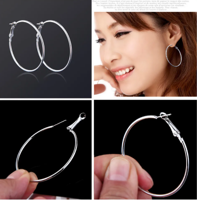 Picture of 1Pair Fashionamble Round Ear Ring For Women - Silver