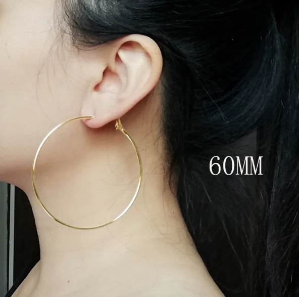 Picture of Women Hoop Earrings Exaggerated Hoop Ear Loop Smooth Ring Earring Stainless Steel Jewelry For Women - Gold
