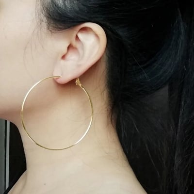 Picture of Round Ear Hoop Earrings Anti Allergy Women's Fashion Jewelry Gift-1Pair - Gold