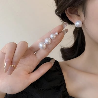 Picture of Fashion New Stainless Steel Hoop Earrings For Women Stackable- 1Pair