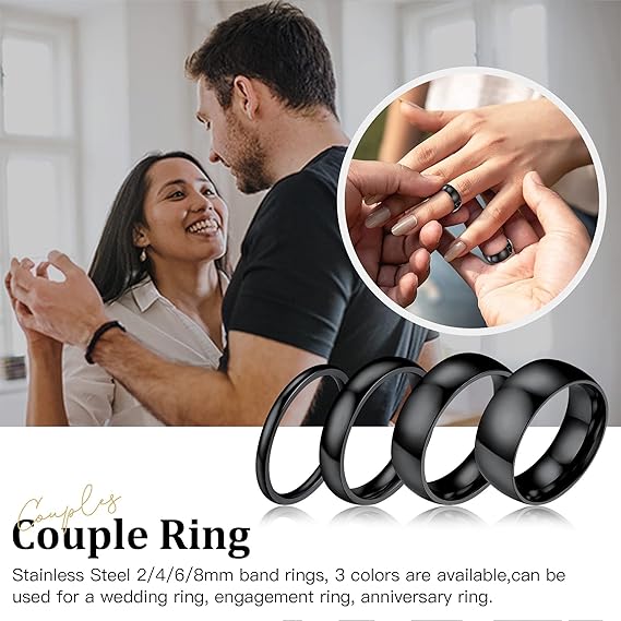 Picture of Black Stainless Steel Ring- Fashionable Finger Ring - Black
