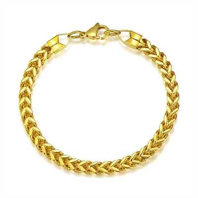 Picture of Stainless Steel Franco Chain Bracelet for Men - Gold