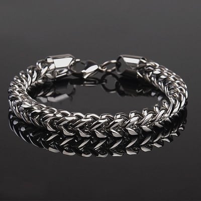 Picture of Silver Unique Stainless Steel Bracelet for Men - Silver