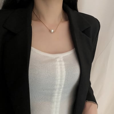 Picture of Simple Pearl Chain Necklace Women Fashion - Gold