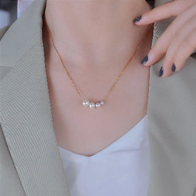 Picture of Korean Girls Ins Pearl Necklace Pendant Clavicle Chain