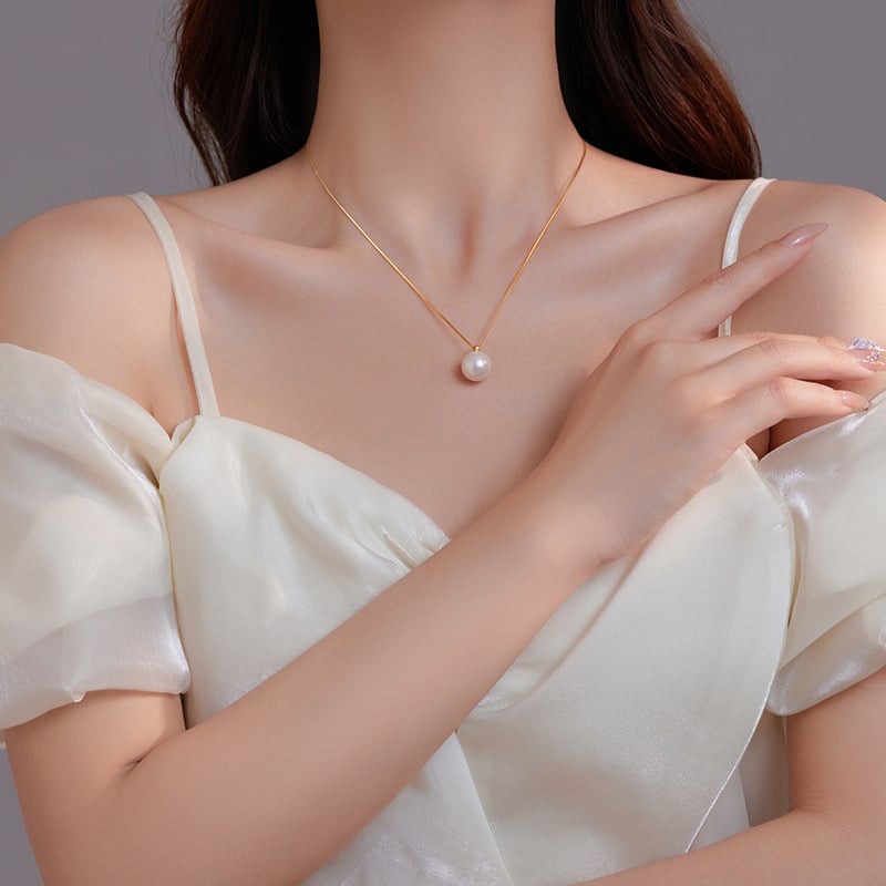 Picture of Minimalist Single Pearl Necklace stylish Girls