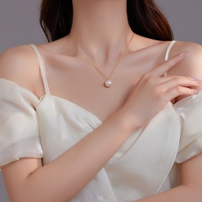 Picture of Minimalist Single Pearl Necklace stylish Girls