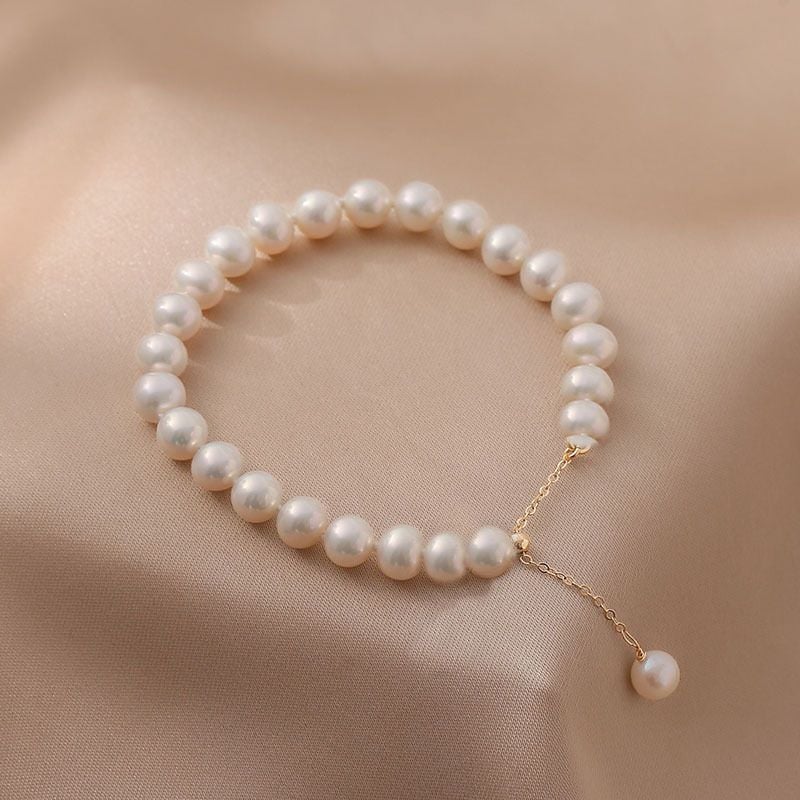 Picture of Simple stylish Pearl Elastic Bracelet For Woman - White, 