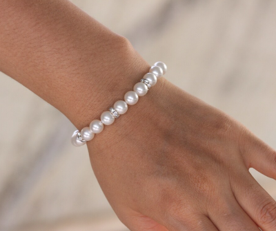 Picture of Simple stylish Pearl Elastic Bracelet For Woman - White