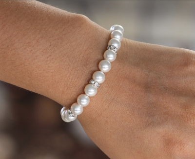 Picture of Simple stylish Pearl Elastic Bracelet For Woman - White
