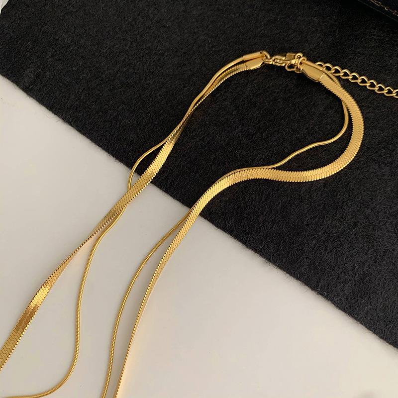 Picture of Double Layer Shiny Zirconia Crystal Lucky Pendant Necklace For Women - Gold