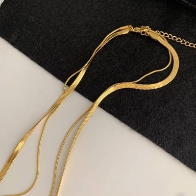 Picture of Double Layer Shiny Zirconia Crystal Lucky Pendant Necklace For Women - Gold