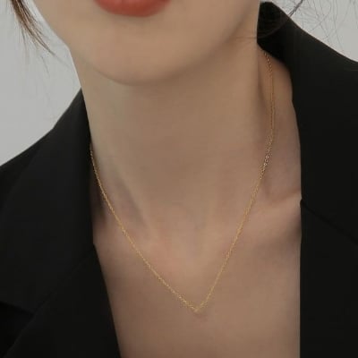 Picture of Plain Color Simple Necklace Basic Jewelry Accessory - Gold