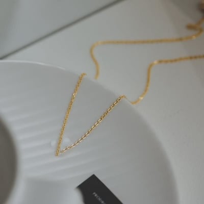 Picture of Plain Color Simple Necklace Basic Jewelry Accessory - Gold