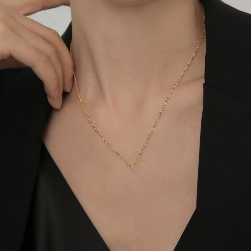 Picture of Plain Color Simple Necklace Basic Jewelry Accessory - Gold