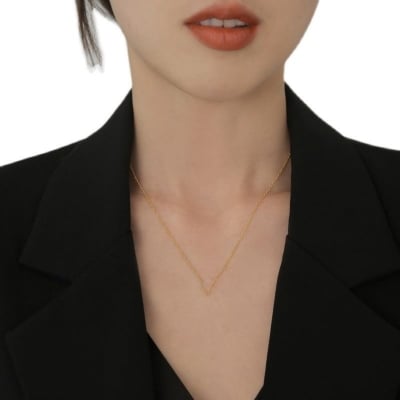 Picture of Plain Color Simple Necklace Basic Jewelry Accessory - Gold