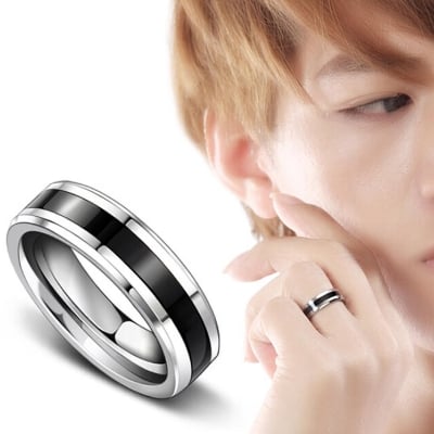 Picture of Men's Lifestyle Stainless Steel Finger Ring- Silver Man's Finger Ring - White