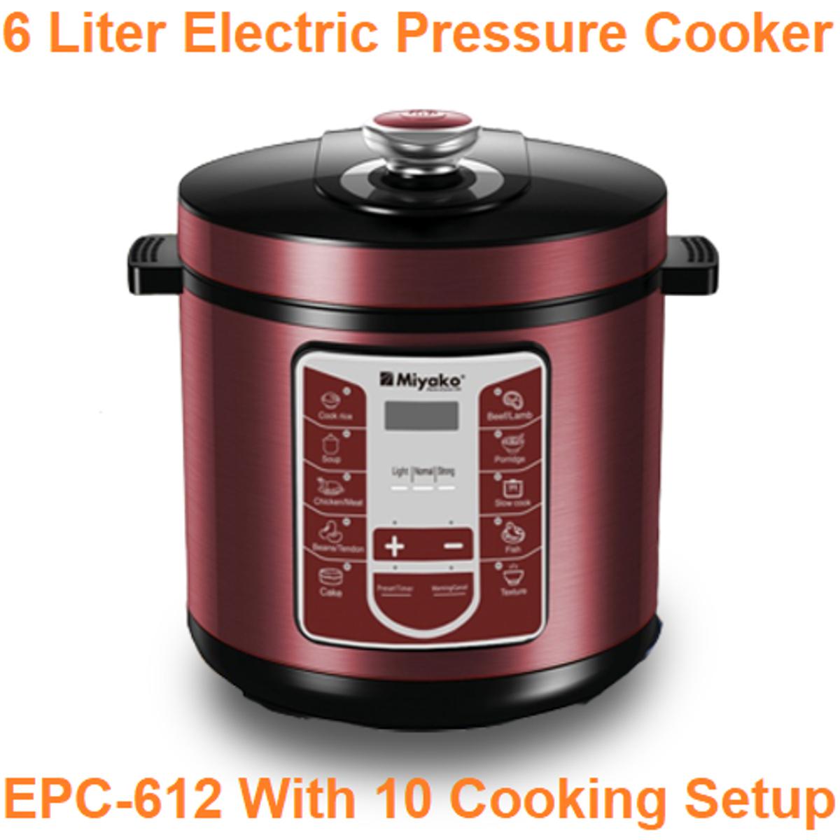 Picture of 6 Liter Miyako Electric Pressure Cooker EPC-612 With 10 Cooking Setup Multicolor