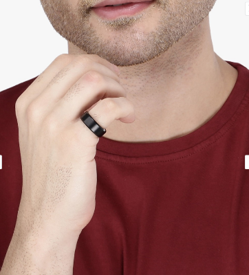 Picture of Black Stainless Steel Cross Men Ring - Black