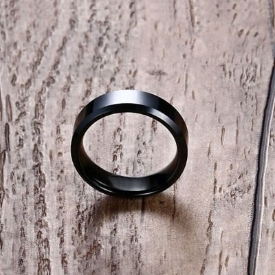 Picture of Black Stainless Steel Cross Men Ring - Black