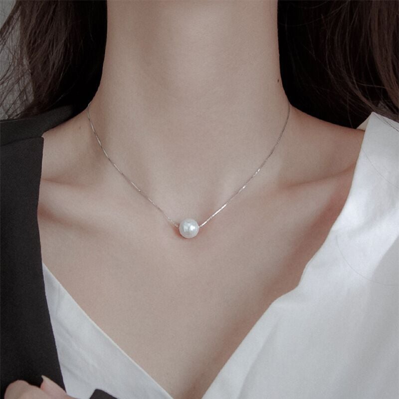 Picture of Pearl Stylish Client Necklace for Ladies - Silver