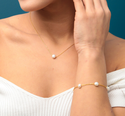 Picture of Simple Pearl Chain Necklace Women Fashion