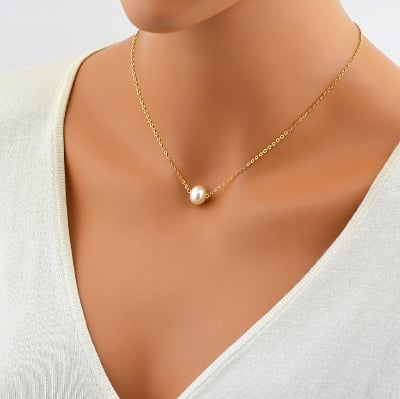 Picture of Simple Pearl Chain Necklace Women Fashion