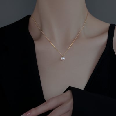Picture of Pearl Pendant stylish Client Necklace for Ladies - Gold