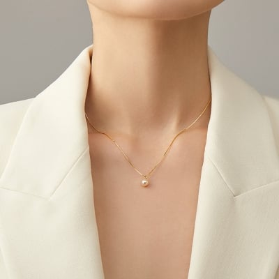 Picture of Pearl Pendant stylish Client Necklace for Ladies - Gold