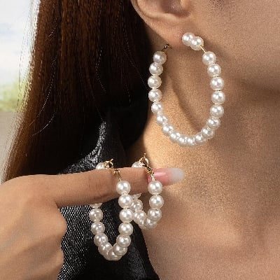 Picture of Pearl Drop Earrings For Girls and Women - Gold