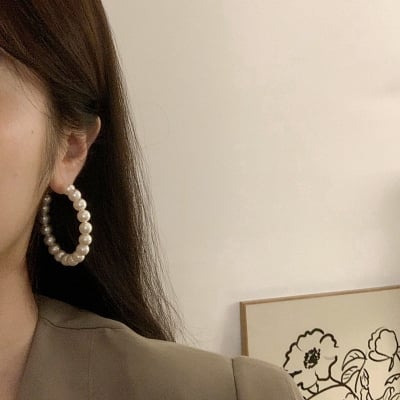 Picture of Pearl Drop Earrings For Girls and Women - Gold