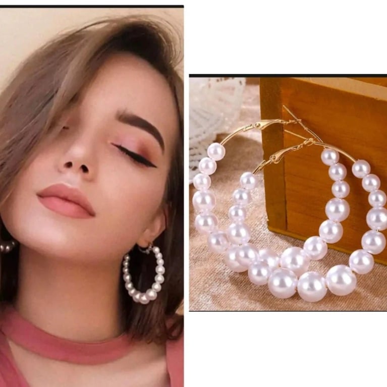 Picture of Pearl Drop Earrings For Girls and Women - Gold