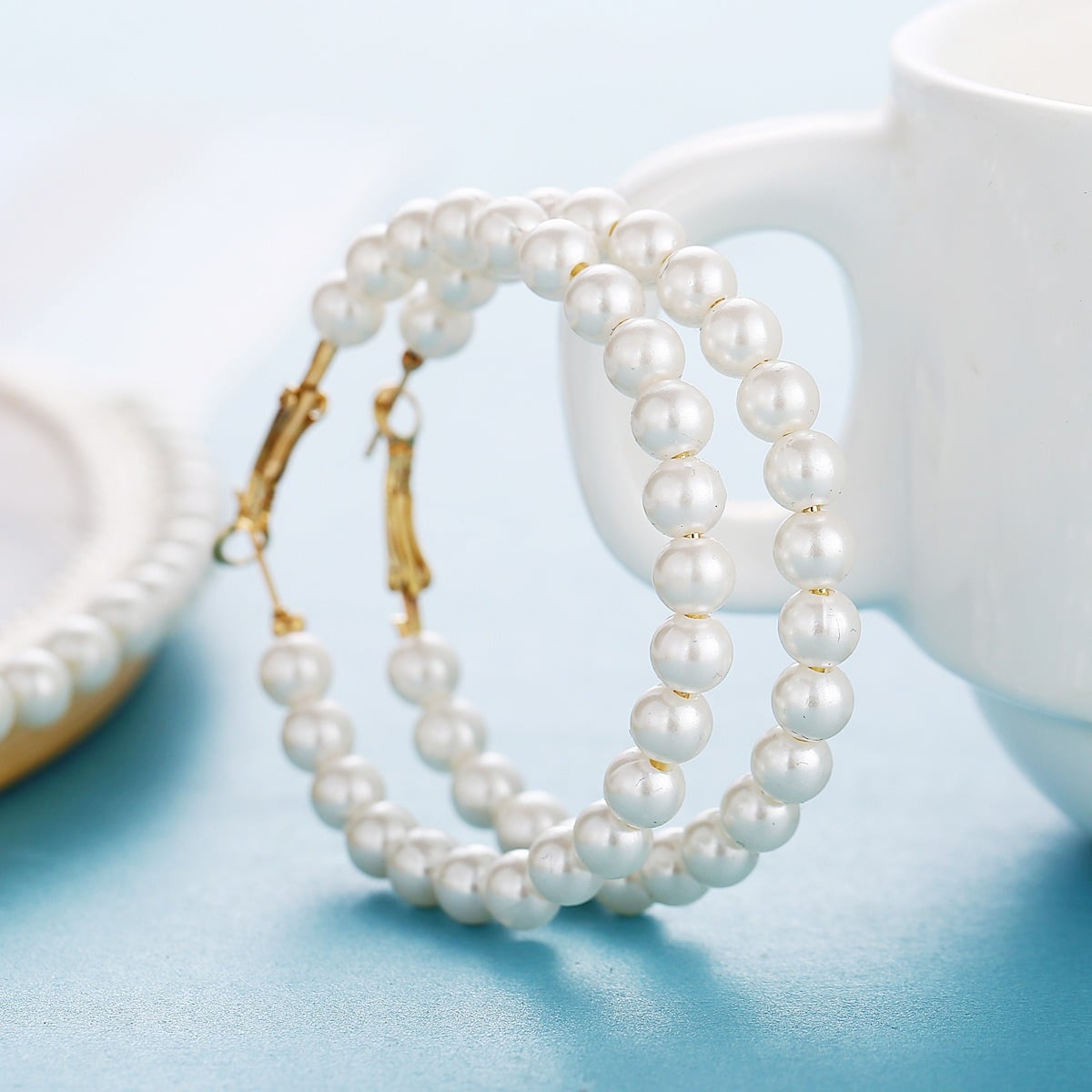 Picture of Pearl Drop Earrings For Girls and Women - Gold