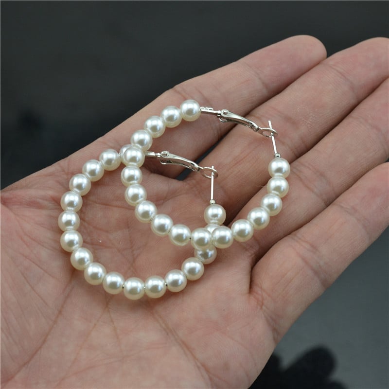 Picture of Fashion Jewellery Faux Pearl Beaded Drop Earrings Women's Wedding Party Gift