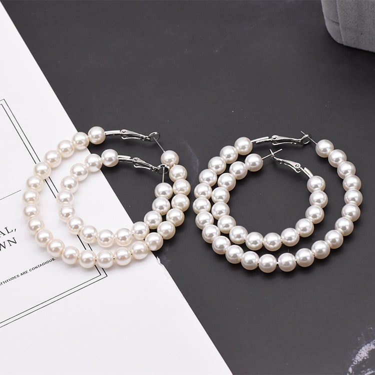 Picture of Sterling Silver pearl drop earrings For Girls and Women - Silver