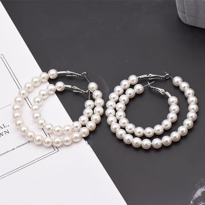 Picture of Sterling Silver pearl drop earrings For Girls and Women - Silver