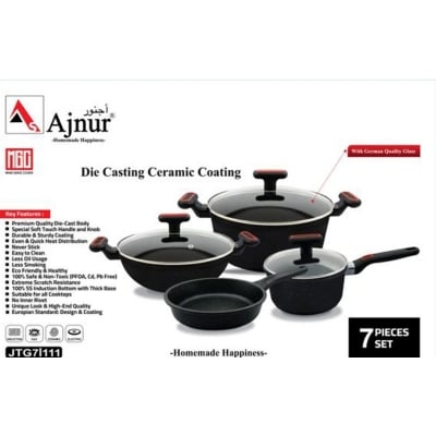 Picture of Prestiege / MGC 7 Pcs Induction Cookware Set For Superior Release -1Pc Casserol, 1Pc Fry pan, 1Pc Karai, 1Pc Milk pan and 3 lids Gift And Home Use Multicolor