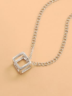 Picture of Silver Twisted Vertical Bar Necklace for Men's - Silver