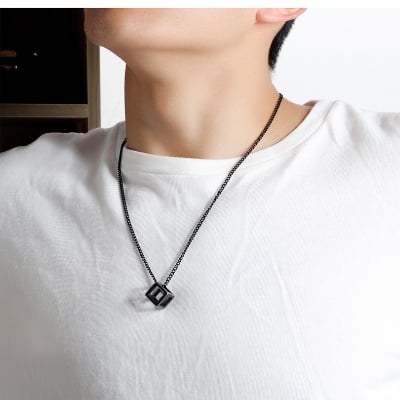Picture of Black Vertical Bar New Necklace for Men-Man's Necklace - Black
