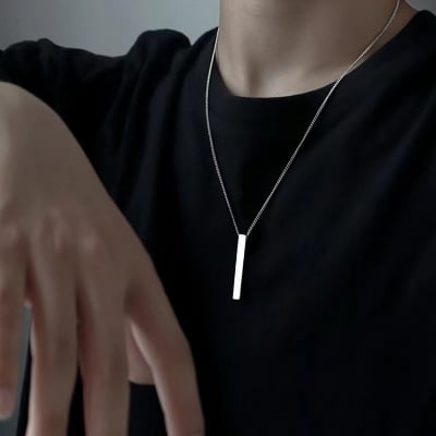 Picture of New Modal Vertical Bar Necklace for Men - Silver