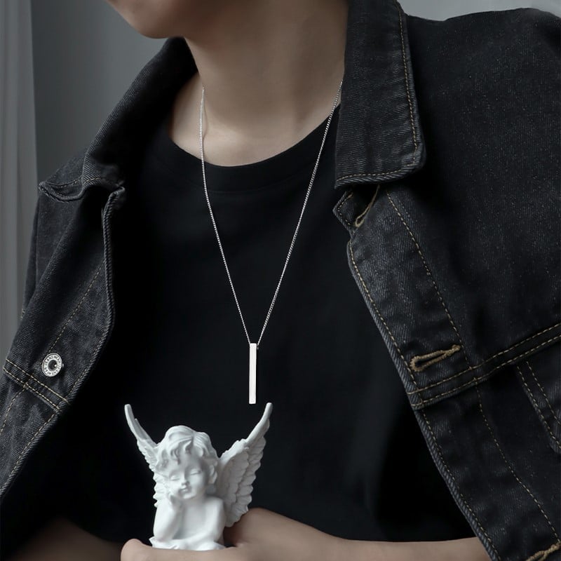 Picture of New Modal Vertical Bar Necklace for Men - Silver