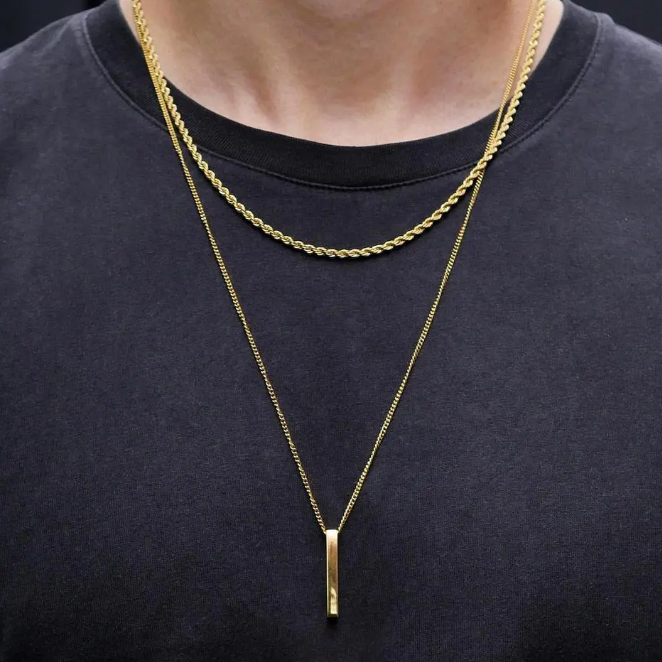 Picture of Fashion Rectangle Spiral Necklace Chain for Men