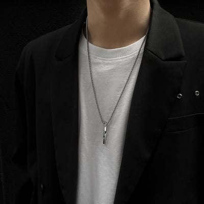 Picture of New Modal Vertical Bar Necklace for Men - Silver