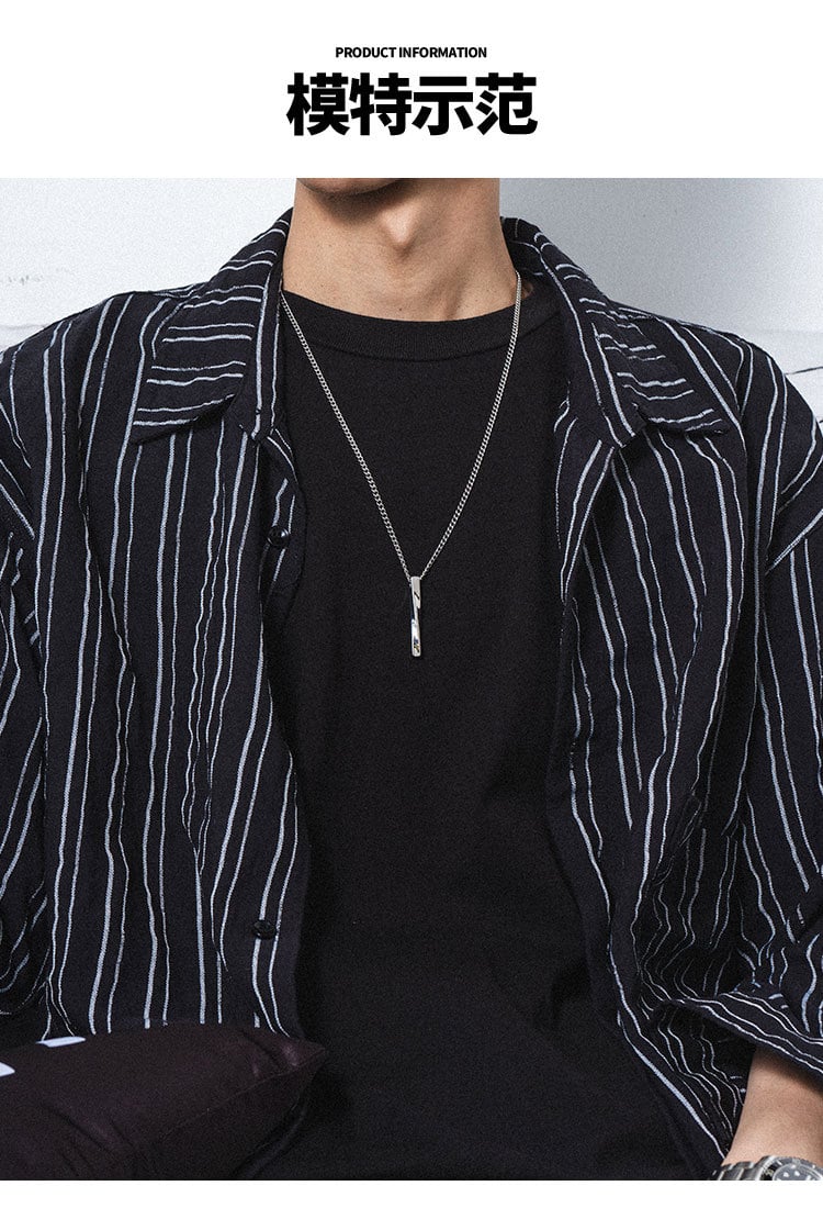 Picture of Silver Twisted Vertical Bar New Necklace for Men