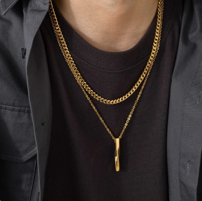 Picture of New Stainless Steel Stylish Necklaces For Men's - Gold