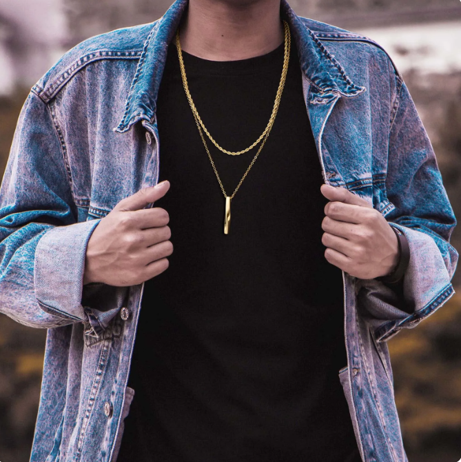 Picture of New Stainless Steel Stylish Necklaces For Men's - Gold