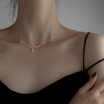 Picture of Necklace With Heart Necklace Handmade Necklaces - Gold