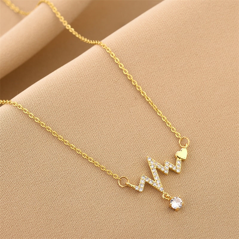 Picture of Necklace With Heart Necklace Handmade Necklaces - Gold