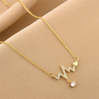 Picture of Necklace With Heart Necklace Handmade Necklaces - Gold